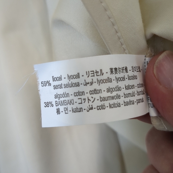 NWT Zara Dress Women's Large Pearl Button Up Cream Knee Length Pockets Collar - Picture 9 of 11